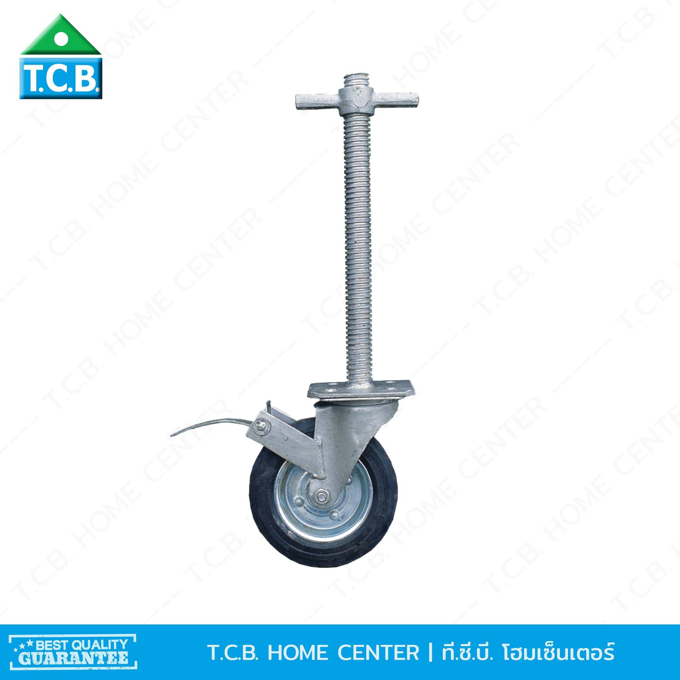 ลูกล้อยางสีดำ 8 นิ้ว พร้อม เบรค / Caster Jack Rubber